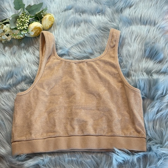 KULE Beige Terry Cloth Crop Tank sz L - Picture 7 of 8